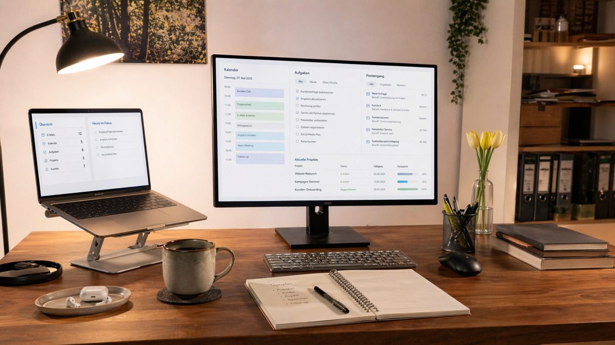Moderner Arbeitsplatz für virtuelle Assistenz